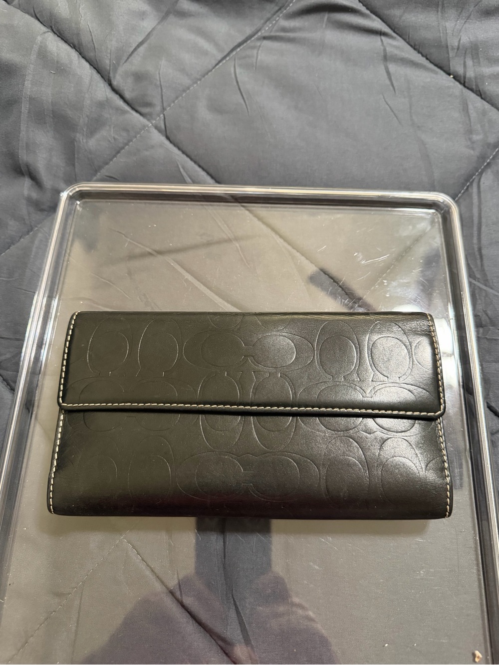 Coach Black Signature Embossed Continental Wallet